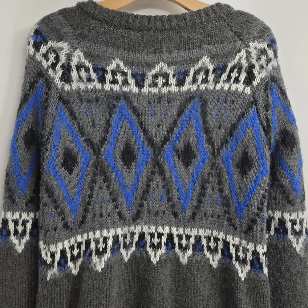Free People Frosted Fair Isle Gray‎ Blue Cardigan Sweater